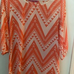 Orange and White chevron mini dress. Almost Pink brand. Size small. Wore twice.
